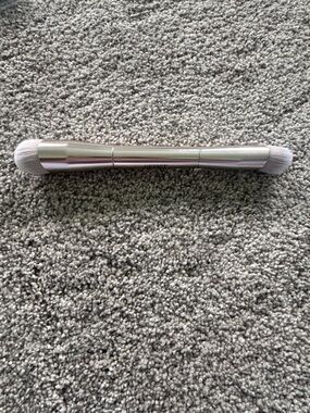 Double-Ended Silver Makeup Brush - Women Accessories